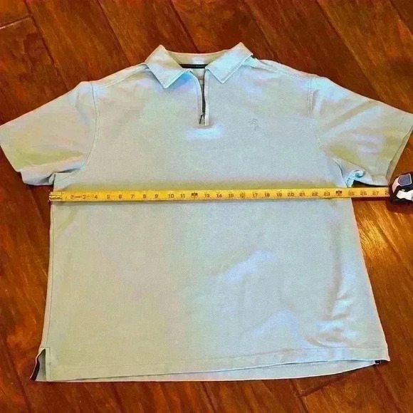 Caribbean Shirt Men's XL Turquoise Zip Up Short Sleeve Polo Shirt - Picture 5 of 5